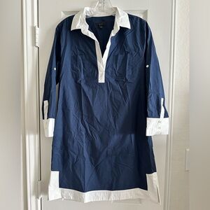 J. Crew - Women's Navy Blue Cover Up Collar Shirt Tunic Dress, Size 8